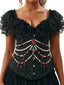 Chaîne de taille Halloween perles croix et pierres précieuses