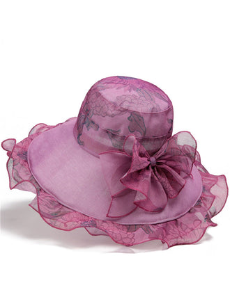 Chapeau de soleil en mousseline de soie florale à nœud vintage