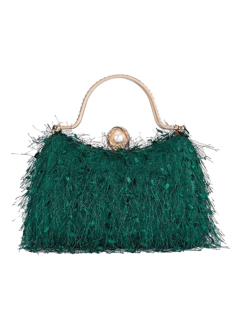 Sac de soirée à poignée avec pompon vintage