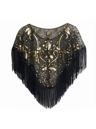 châle ras du cou à pampilles pailletées des années 1920