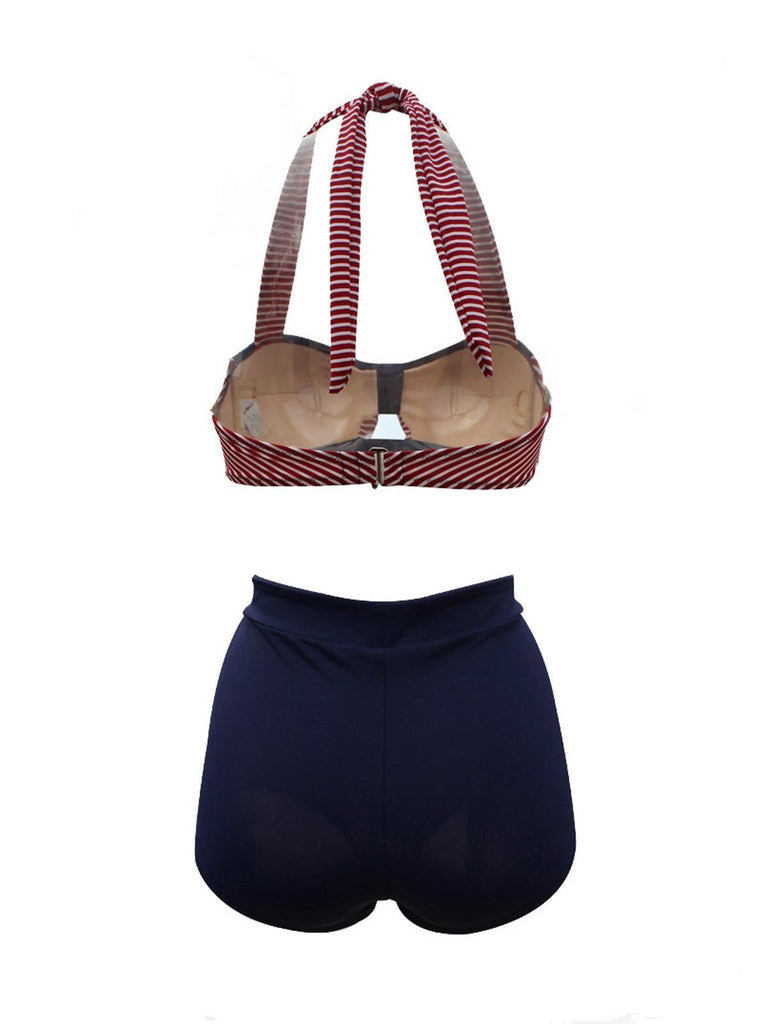 Femmes Maillot de Bain Bikini Retro A Licou Taille Haute 3