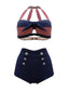 Femmes Maillot de Bain Bikini Retro A Licou Taille Haute