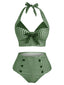 Maillot de Bain à Col Licou Verte à Carreaux des années 1950