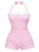 Maillot de bain une pièce rose halter nœud papillon années 1950