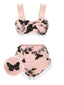 Ensemble bikini beige à bretelles papillon en maille années 1950