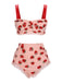 Ensemble bikini beige à bretelles papillon en maille années 1950