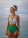 Ensemble de Bikini à Lacets et Licou à Fleurs