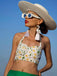 Maillot de bain à Lacets et Licou à Fleurs Marguerites