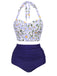 Ensemble de Bikini à Lacets et Licou à Fleurs