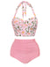 Ensemble de Bikini à Lacets et Licou à Fleurs