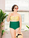 Maillot de bain Vintage à Rayures Blocs de Couleurs