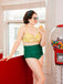 Maillot de bain Vintage à Rayures Blocs de Couleurs