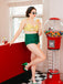 Maillot de bain Vintage à Rayures Blocs de Couleurs