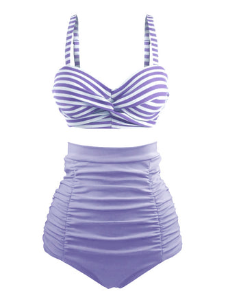 Ensemble de Bikini Vintage à Rayures Bleue années 1940