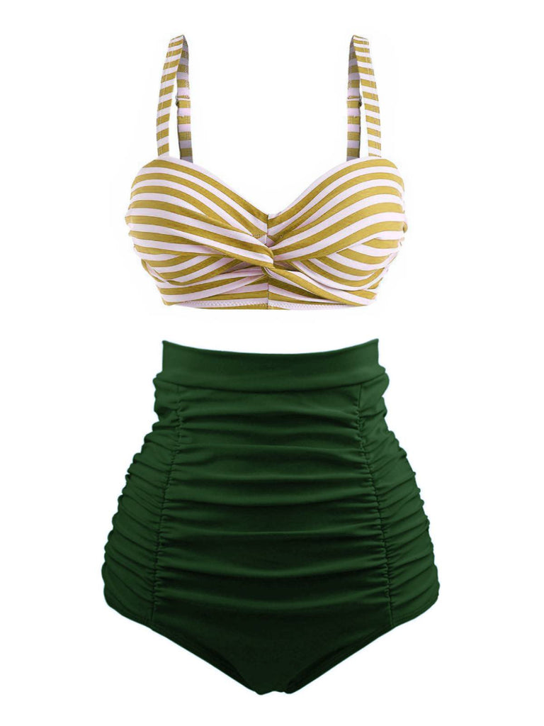 Ensemble de Bikini Vintage à Rayures Bleue années 1940