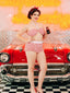 Maillot de bain dos nu à Carreaux Rouge Rétro