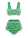 Ensemble bikini beige à bretelles papillon en maille années 1950