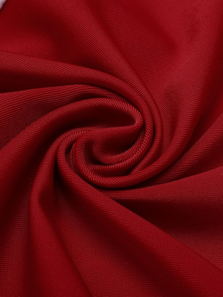 [Grande taille] Maillot de bain dos nu rouge à pois patchwork années 40