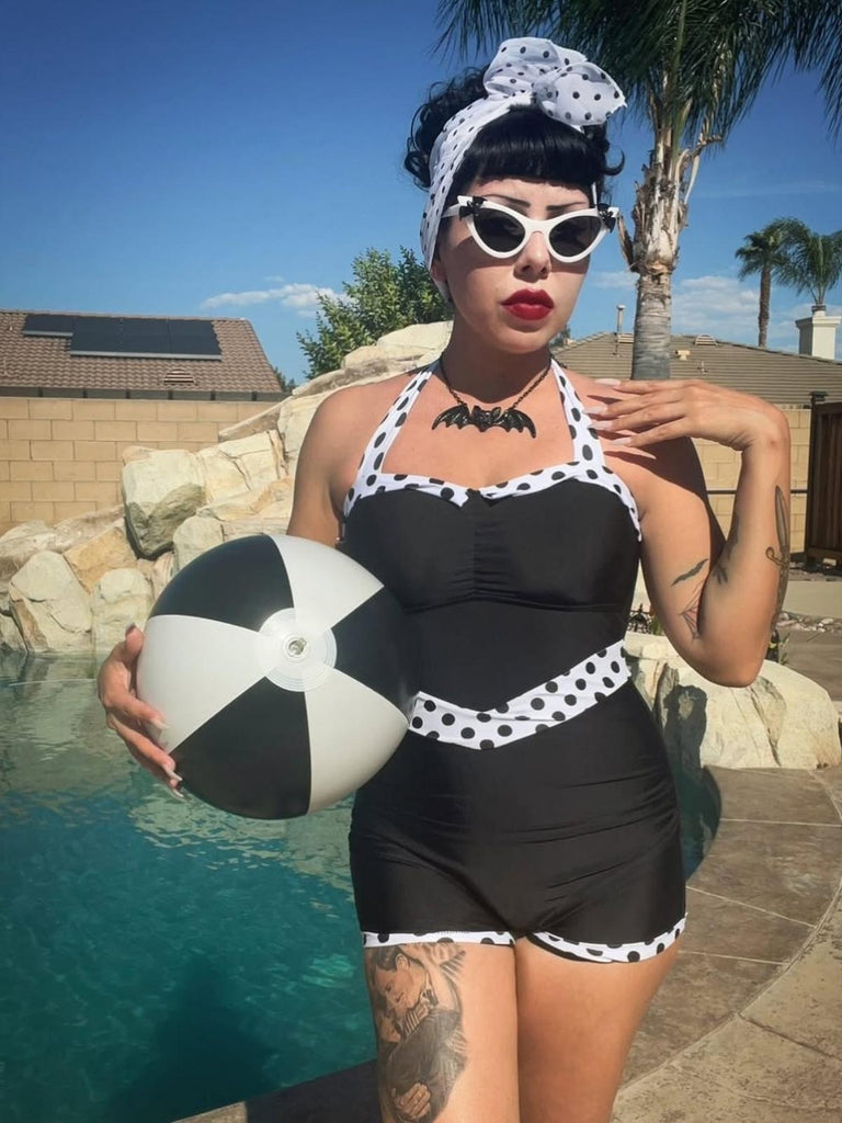 Maillot de bain une pièce 1940s Patchwork dos nu