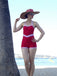 Maillot de bain une pièce rouge 1940s Patchwork dos nu