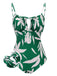 Maillot de bain à bretelles à lacets Feuille verte des années 1960