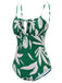 Maillot de bain à bretelles à lacets Feuille verte des années 1960