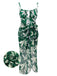 Maillot de bain à bretelles à lacets Feuille verte des années 1960