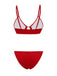Ensemble bikini rouge et cache-maillot longue roses années 60