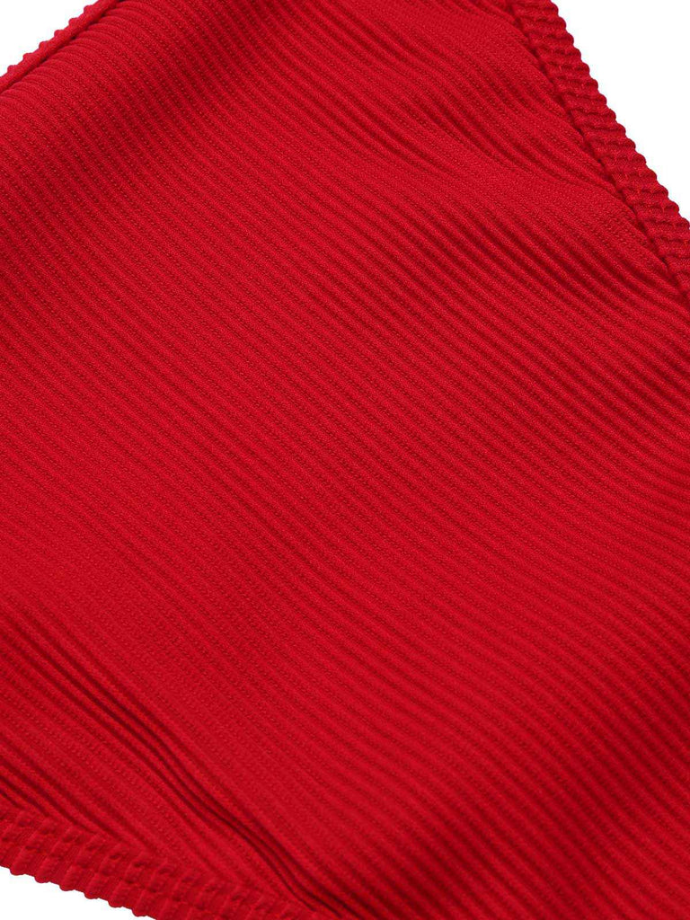 Ensemble bikini rouge à bretelles pailletées style années 60