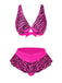 Ensemble bikini imprimé zèbre à bretelles rose années 1950