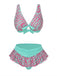 [Prévente] Vert Bretelle Zébré Imprimé Ensemble Bikini Années 1950