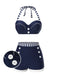 Maillot de bain patchwork bleu style marine années 1940