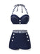 Maillot de bain patchwork bleu style marine années 1940