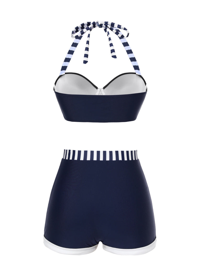 Maillot de bain patchwork bleu style marine années 1940