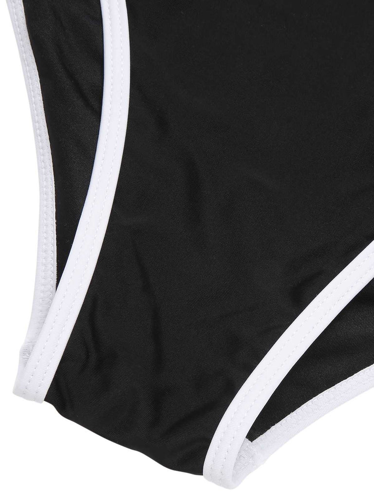 Ensemble bikini taille haute à bordure contrastée des années 1950
