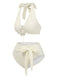 Maillot de bain licou texturé à col V profond des années 1950