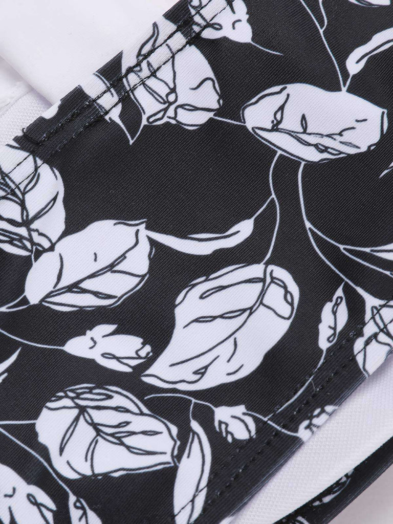Ensemble bikini noir à motif floral Hepburn des années 1940