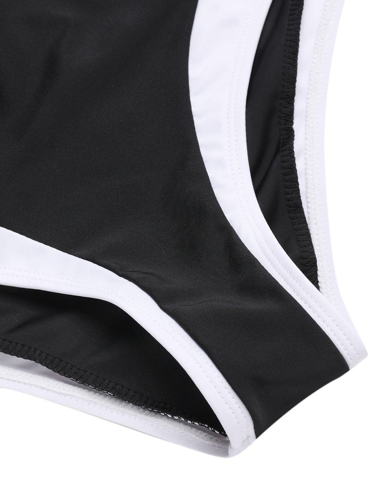 Ensemble bikini noir à motif floral Hepburn des années 1940