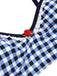 Maillot de bain à bretelles à carreaux vichy bleu des années 1930