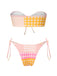 Ensemble bikini bandeau à carreaux vichy rose années 1970