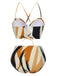 2PCS Maillot de bain à lacets et cache-maillot motif artistique multicolores années 1960