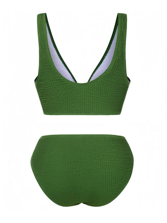 Maillot de bain en tissu texturé à nœud papillon uni des années 1940