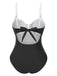 Maillot de bain une pièce à bretelles colorblock des années 1980