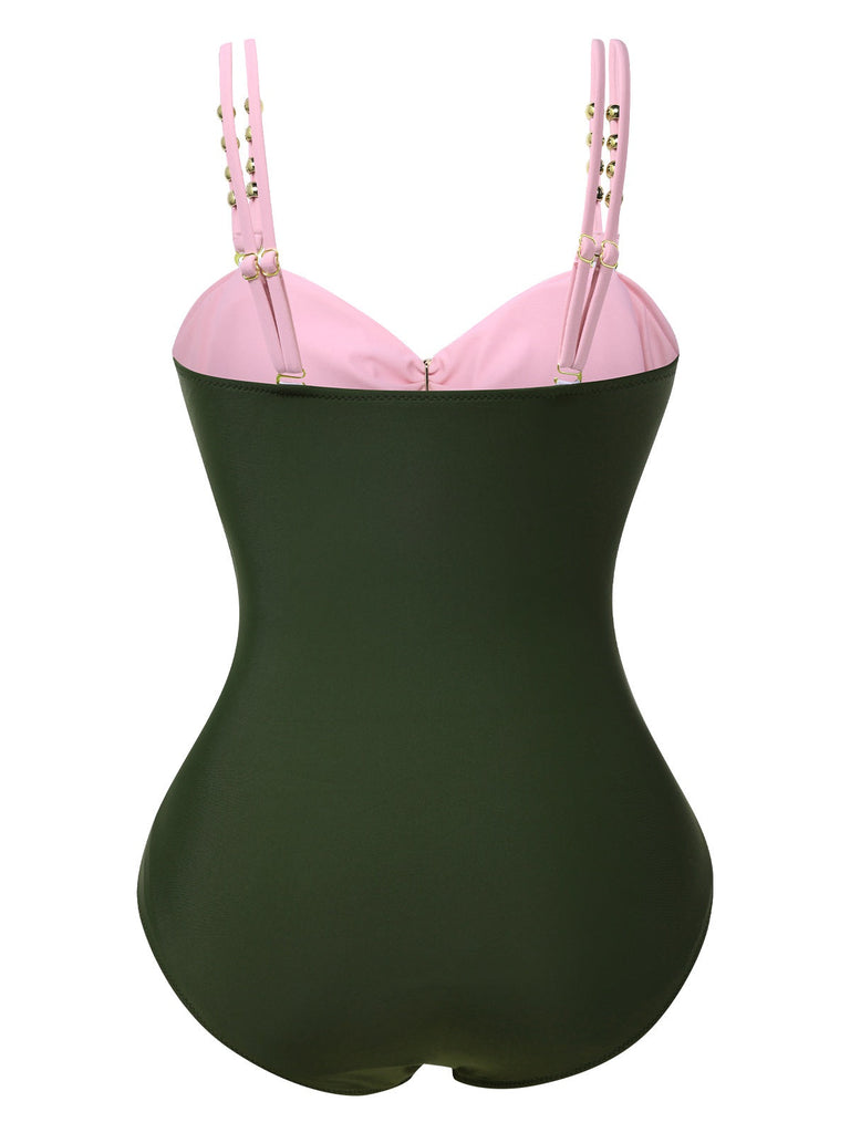 Maillot de bain évidé bouton une pièce années 1950