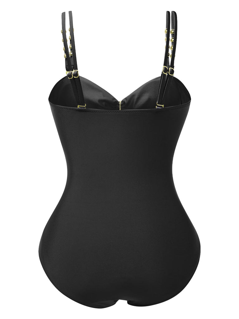 Maillot de bain évidé bouton une pièce années 1950