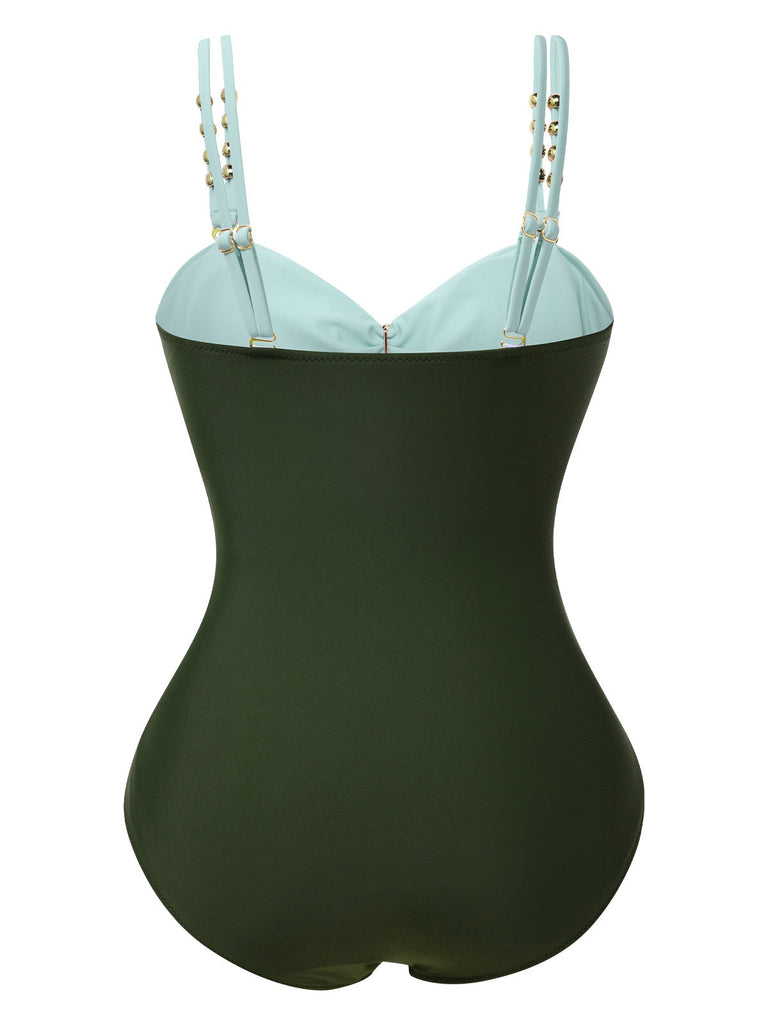 Maillot de bain évidé bouton une pièce années 1950