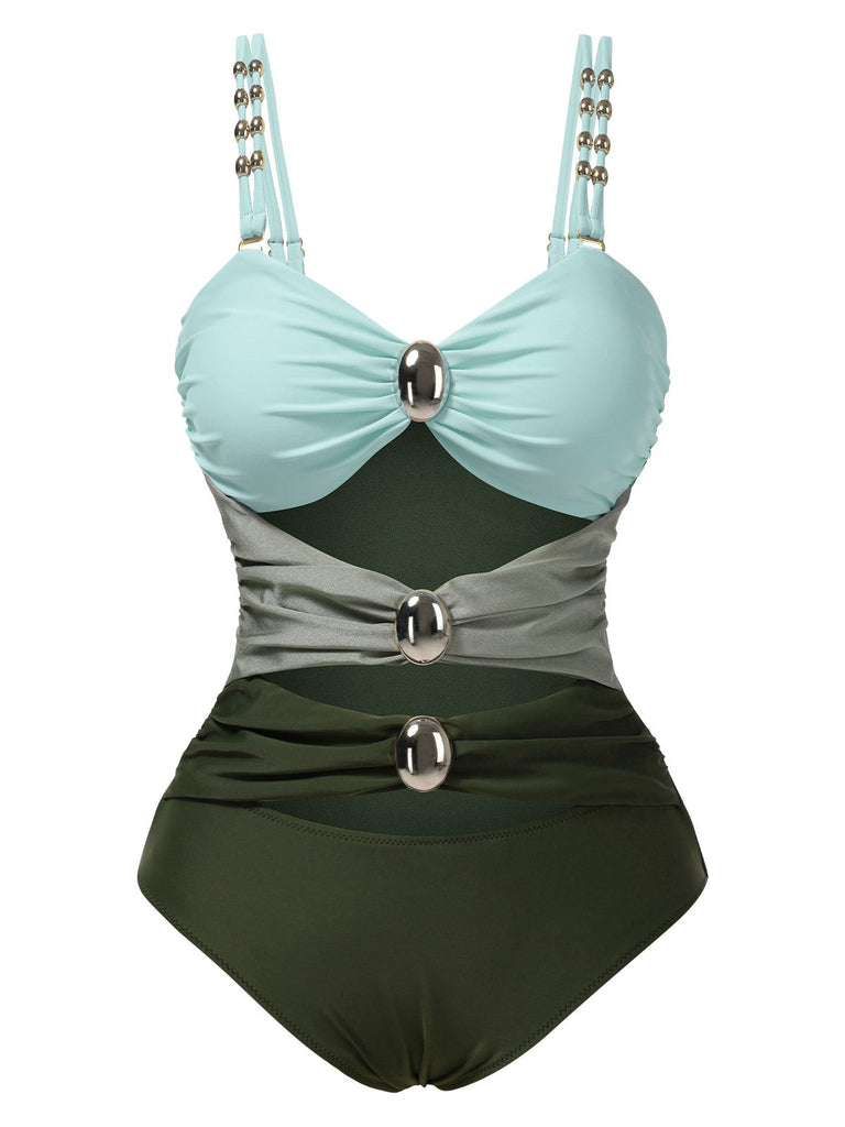 Maillot de bain évidé bouton une pièce années 1950