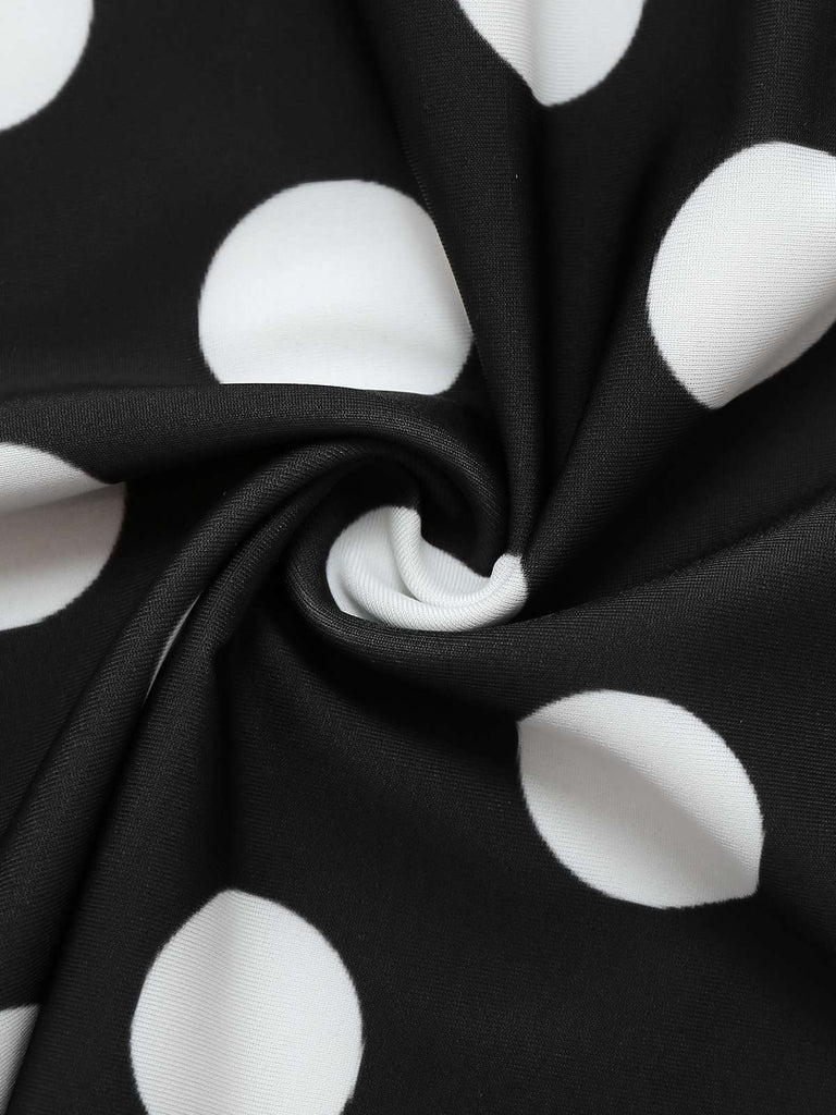 Robe de bain une pièce noire à pois des années 1950
