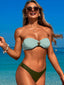 Ensemble bikini bandeau contrasté à décor métallique des années 1960