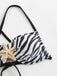 Ensemble bikini noir et blanc à rayures zébrées et étoiles de mer années 1950